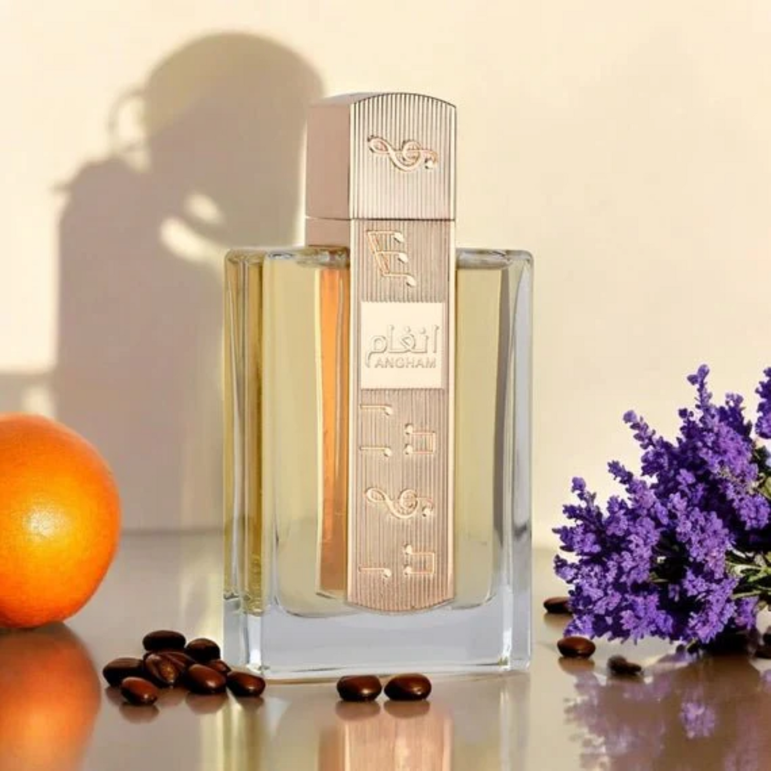 Buy now Lattafa Angham UK. Unique EDP for women with lavender, praline, cacao & vanilla. A sophisticated Burberry Goddess alternative. Chic comfort awaits.