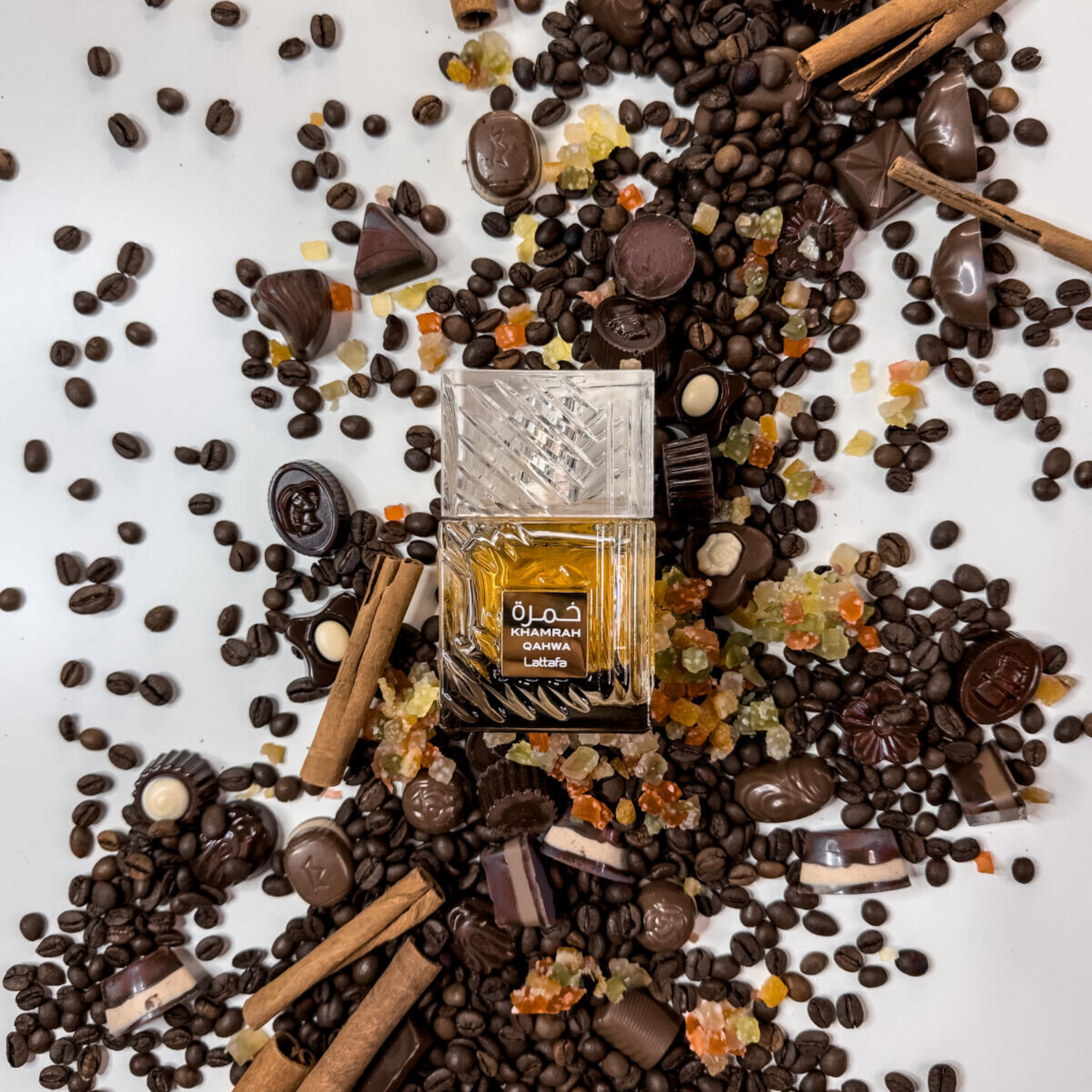 Shop now Lattafa Khamrah Qahwa. Addictive coffee twist on Khamrah! Blends coffee, spices, praline & vanilla. Inspired by Angels' Share DNA and Coffee.
