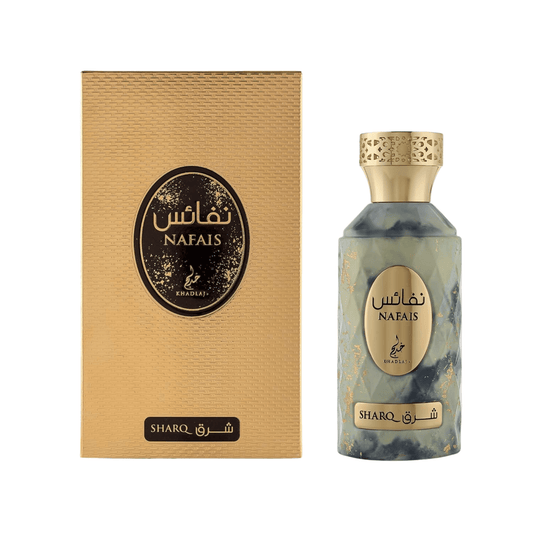 Discover Khadlaj Nafais Sharq UK. A creamy fruity-floral EDP with apricot, pear, freesia & Bourbon vanilla. Soft, elegant & charming. Spring Perfume Shop now!