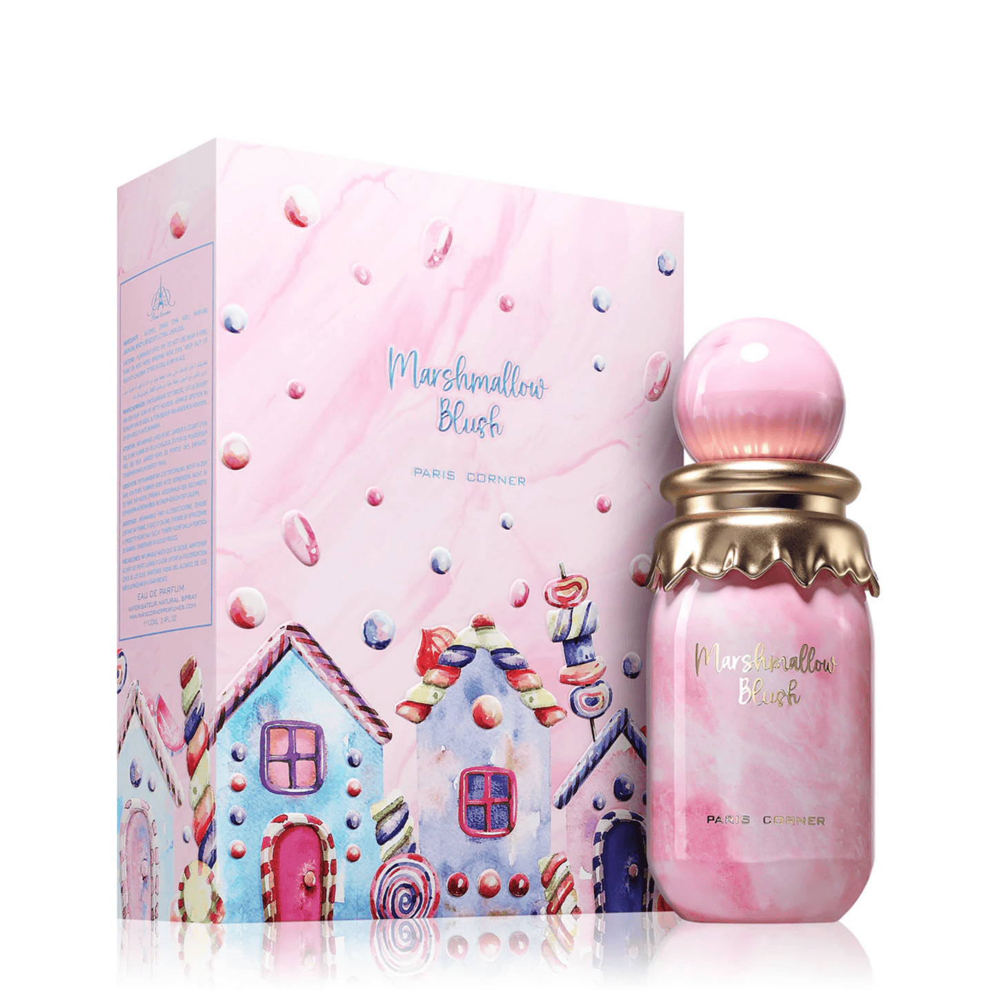 Discover Paris Corner Marshmallow Blush UK. A sweet women's EDP with strawberry, raspberry, orange blossom & marshmallow. AYum Boujee Marshmallow alternative.