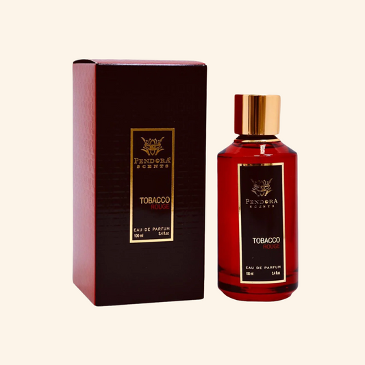Pendora Scent Tobacco Rouge Bold spicy tobacco EDP blending cinnamon, oud, apple, tobacco & vanilla. A potent Red Tobacco alternative. Buy now at Nura bliss