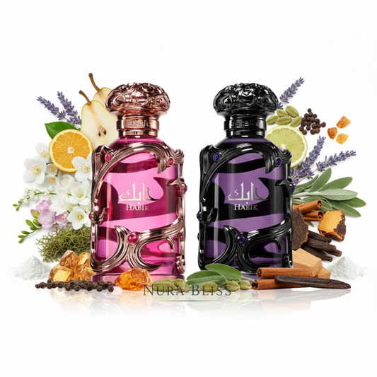 Lattafa Habik Women & Men. The perfect his & hers date night perfume. Ideal for couples, blind dates, weddings, and special evenings. Shop UK at Nurabliss.