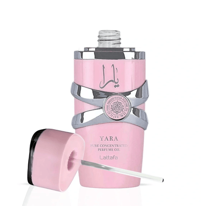 Experience the viral Lattafa Yara in a concentrated perfume oil. A creamy blend of orchid, tropical fruits, and vanilla. Perfectly portable and long-lasting.