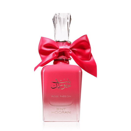 Shop Ard Al Zaafaran Bint Hooran Rose Passion at Nura Bliss, a long-lasting Arabian gourmand perfume with strawberry candy, gardenia and vanilla syrup notes.