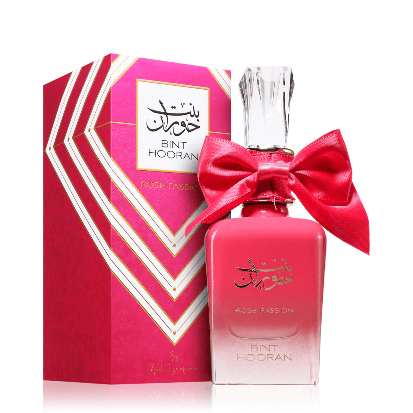 Shop Ard Al Zaafaran Bint Hooran Rose Passion at Nura Bliss, a long-lasting Arabian gourmand perfume with strawberry candy, gardenia and vanilla syrup notes.