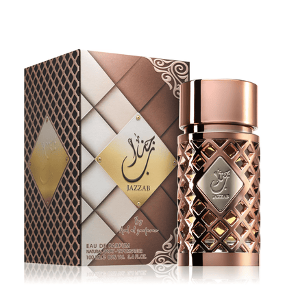 Discover Ard Al Zaafaran Jazzab Gold. A stunning women's fragrance blending fresh citrus, elegant roses, and deep oud. Sophisticated, woody, and long-lasting.
