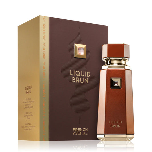 Shop French Avenue Liquid Brun Perfume for Men. A luxurious blend of cinnamon, bourbon vanilla, and smoky guaiac wood. Long-lasting, warm, and sophisticated.