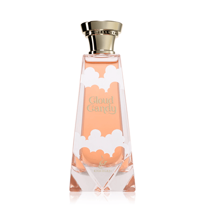 Experience Khadlaj Cloud Candy Perfume for Unisex. A fluffy, sweet blend of strawberry, creamy marshmallow, and warm vanilla sugar. Long-lasting & addictive.