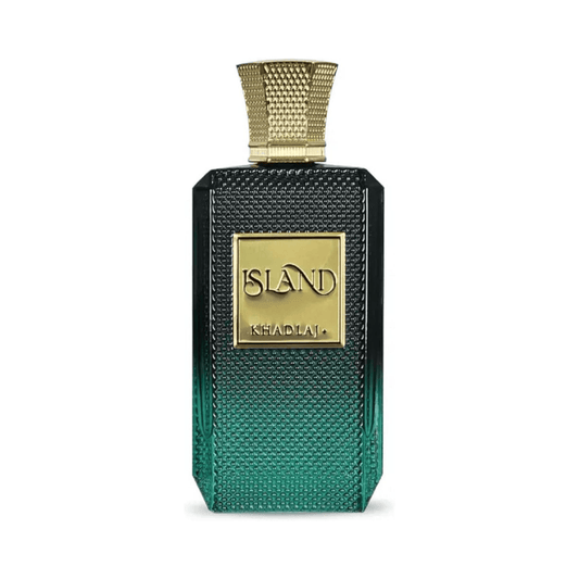 Discover Khadlaj Island UK. A luxurious Extrait de Parfum with coconut, pineapple, ginger & amber. Intense, tropical & long-lasting. Shop now at Nurabliss!