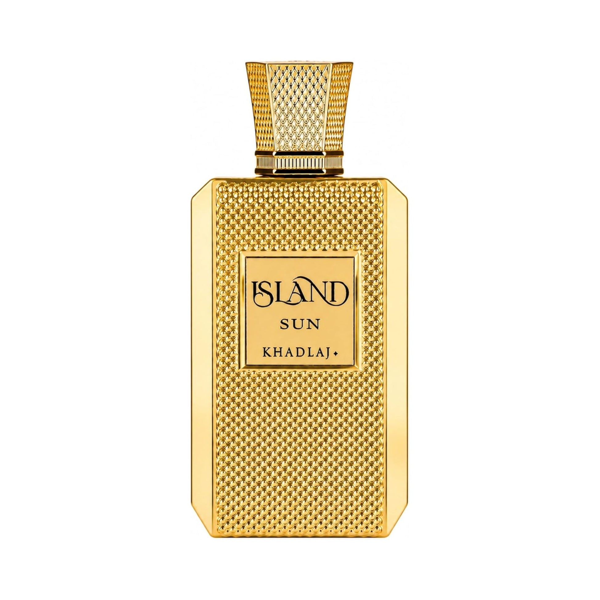 Shop Khadlaj Island Sun 100ml Extrait de Parfum. A high-concentration blend of juicy mango, coconut, pink pepper, tonka bean, and precious woods.