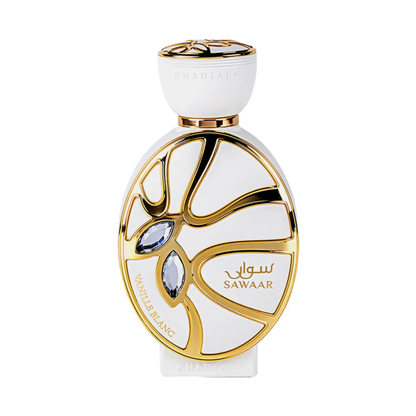 Shop Khadlaj Sawaar Vanille Blanc in the UK – a luxurious, long-lasting vanilla Extrait de Parfum. Perfect for gourmand lovers seeking rich, sweet elegance.