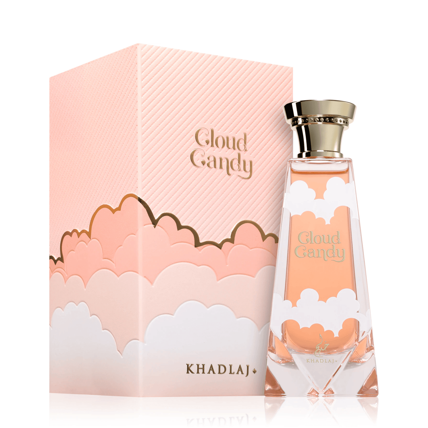 Experience Khadlaj Cloud Candy Perfume for Unisex. A fluffy, sweet blend of strawberry, creamy marshmallow, and warm vanilla sugar. Long-lasting & addictive.