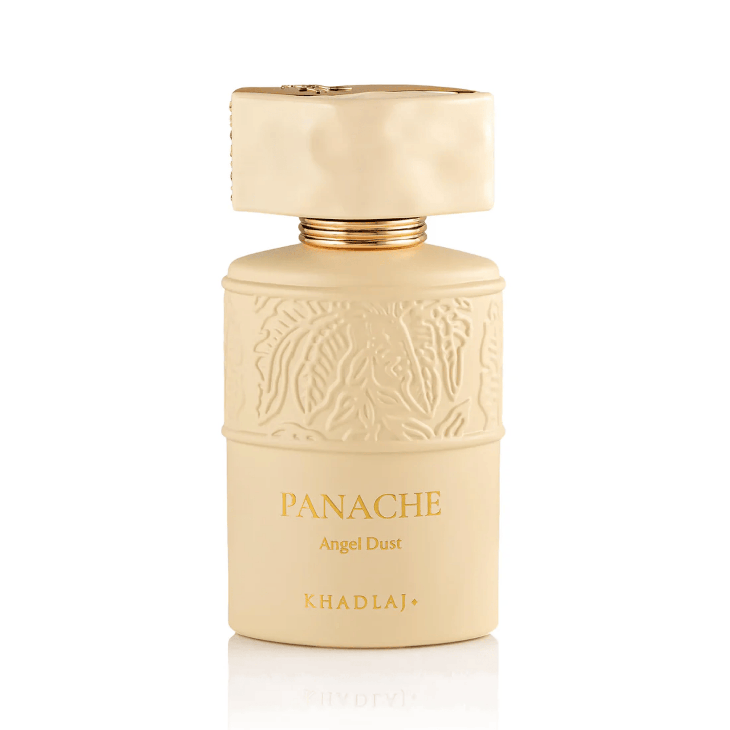 Experience Khadlaj Panache Angel Dust for Women. A decadent blend of rum, whipped cream, and vanilla. A long-lasting, creamy gourmand fragrance for luxury lovers.