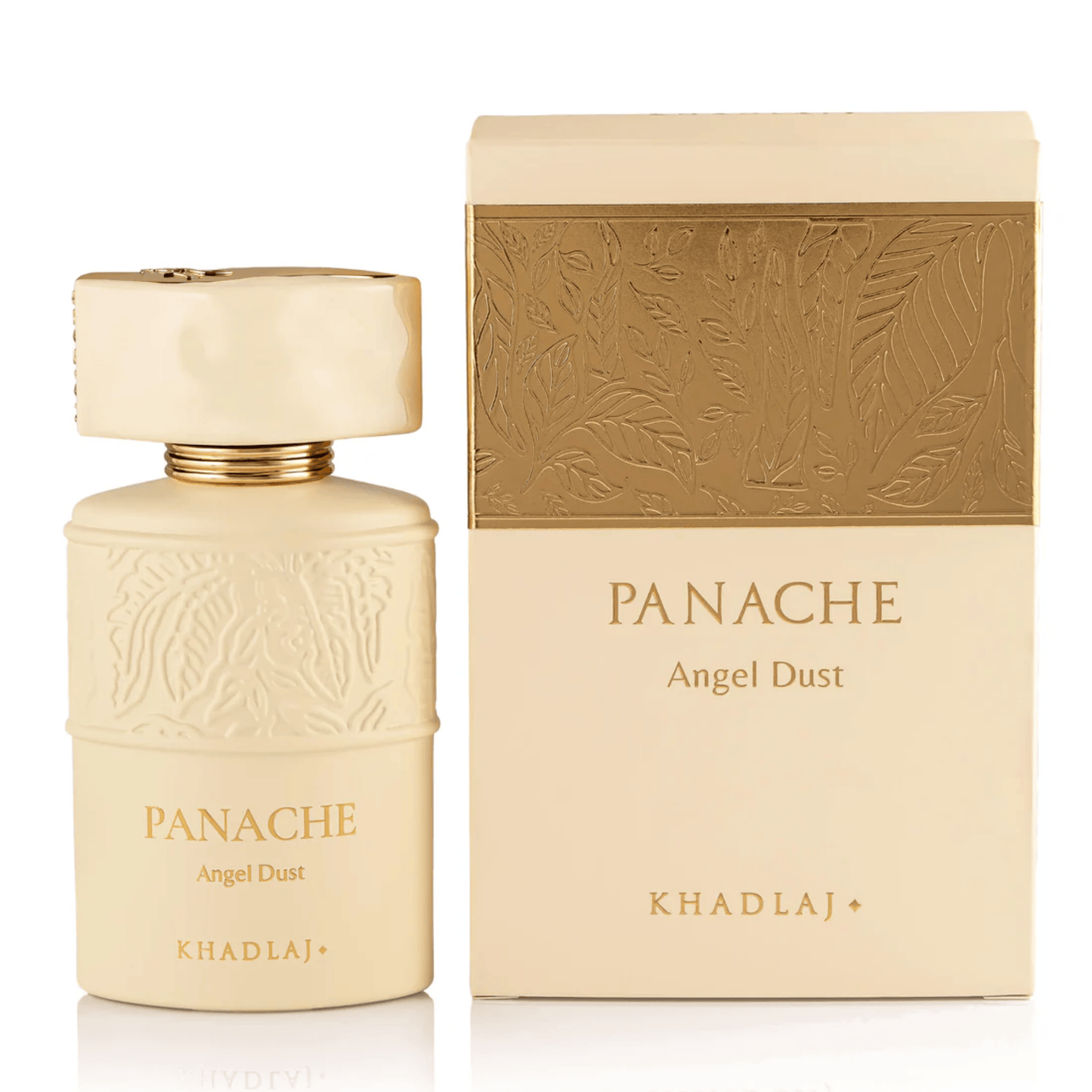 Experience Khadlaj Panache Angel Dust for Women. A decadent blend of rum, whipped cream, and vanilla. A long-lasting, creamy gourmand fragrance for luxury lovers.