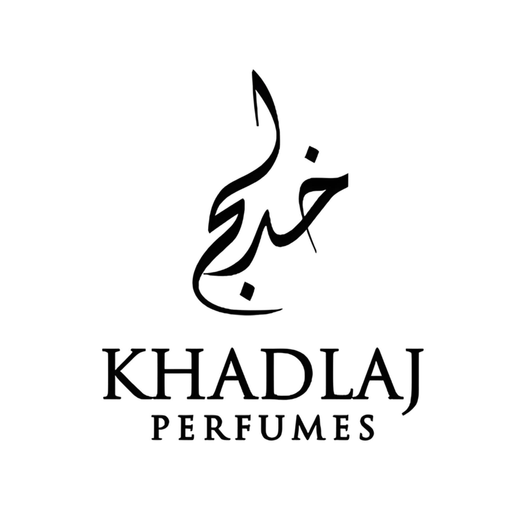 Khadlaj Perfumes logo with Arabic calligraphy and brand name on a white background