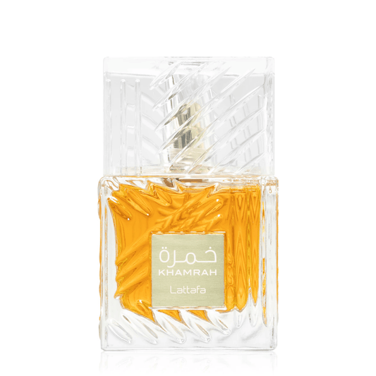 Discover Lattafa Khamrah. A masterpiece of luxury featuring warm cinnamon, sweet dates, and creamy praline. A rich, long-lasting spicy woody scent for everyone.