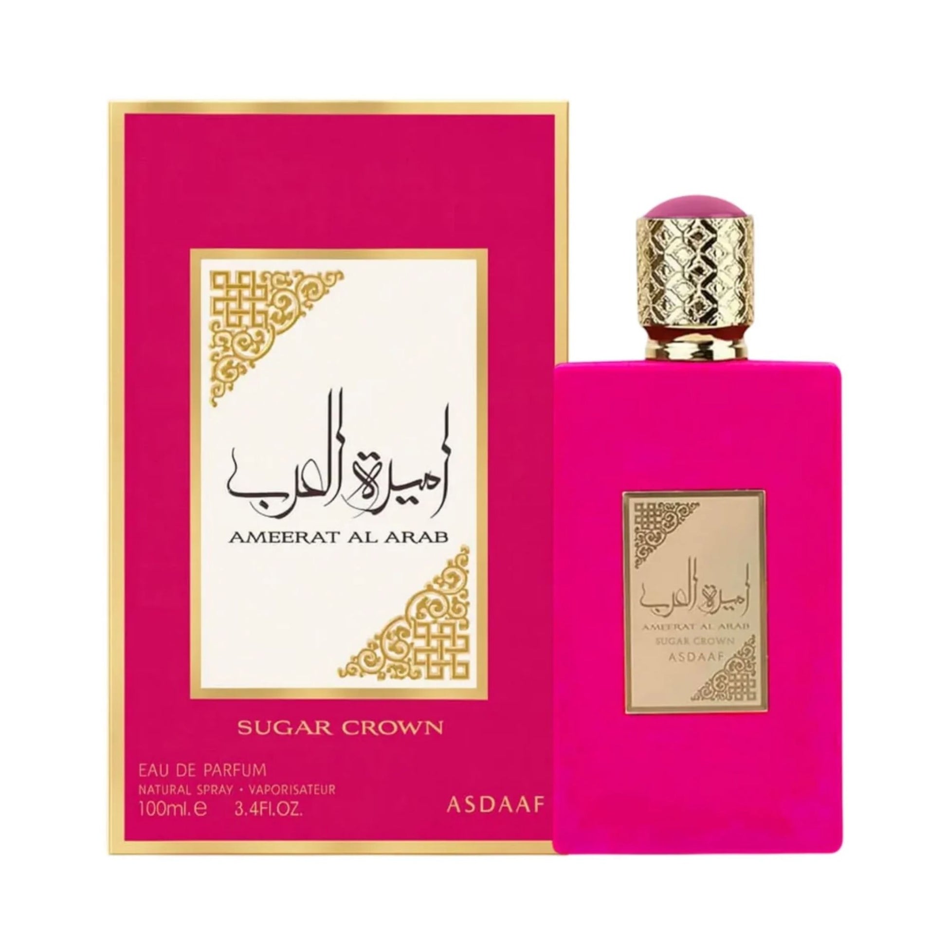 Shop Asdaaf Ameerat Al Arab Sugar Crown. A sweet blend of juicy strawberry, lush white florals, and warm tonka amber. Long-lasting & enchanting.