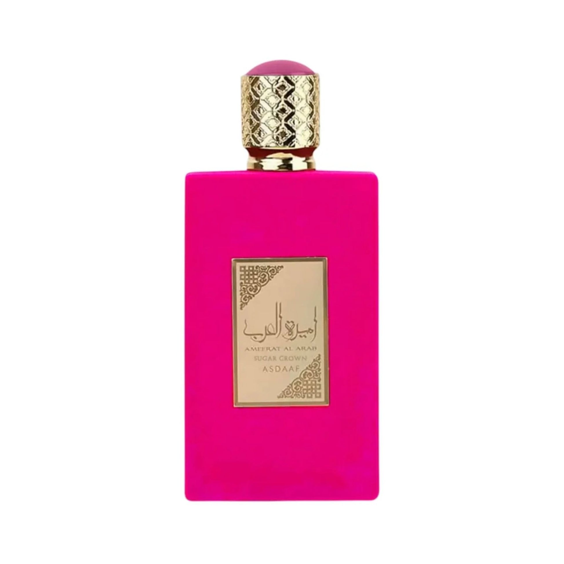 Shop Asdaaf Ameerat Al Arab Sugar Crown. A sweet blend of juicy strawberry, lush white florals, and warm tonka amber. Long-lasting & enchanting.