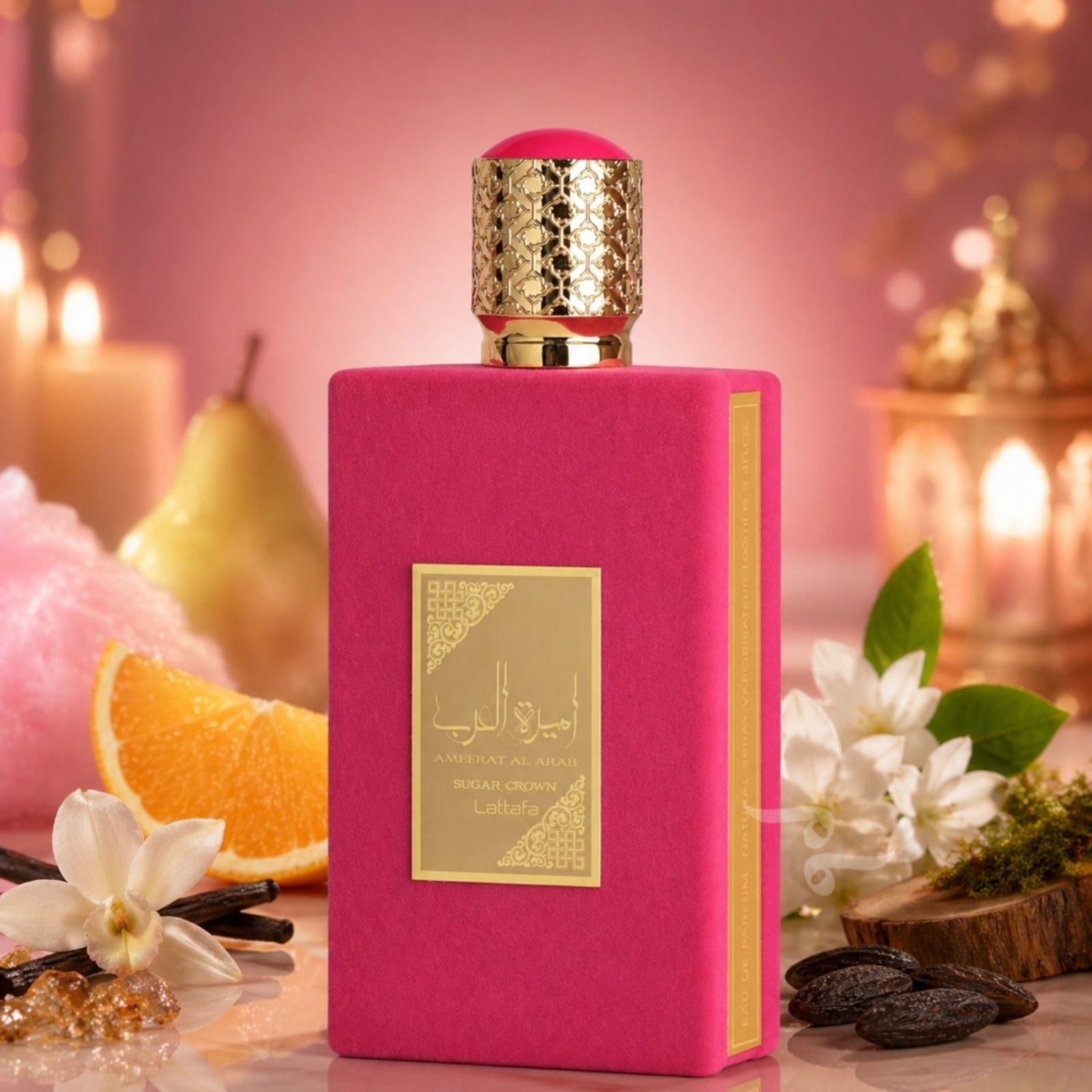 Shop Asdaaf Ameerat Al Arab Sugar Crown. A sweet blend of juicy strawberry, lush white florals, and warm tonka amber. Long-lasting & enchanting.