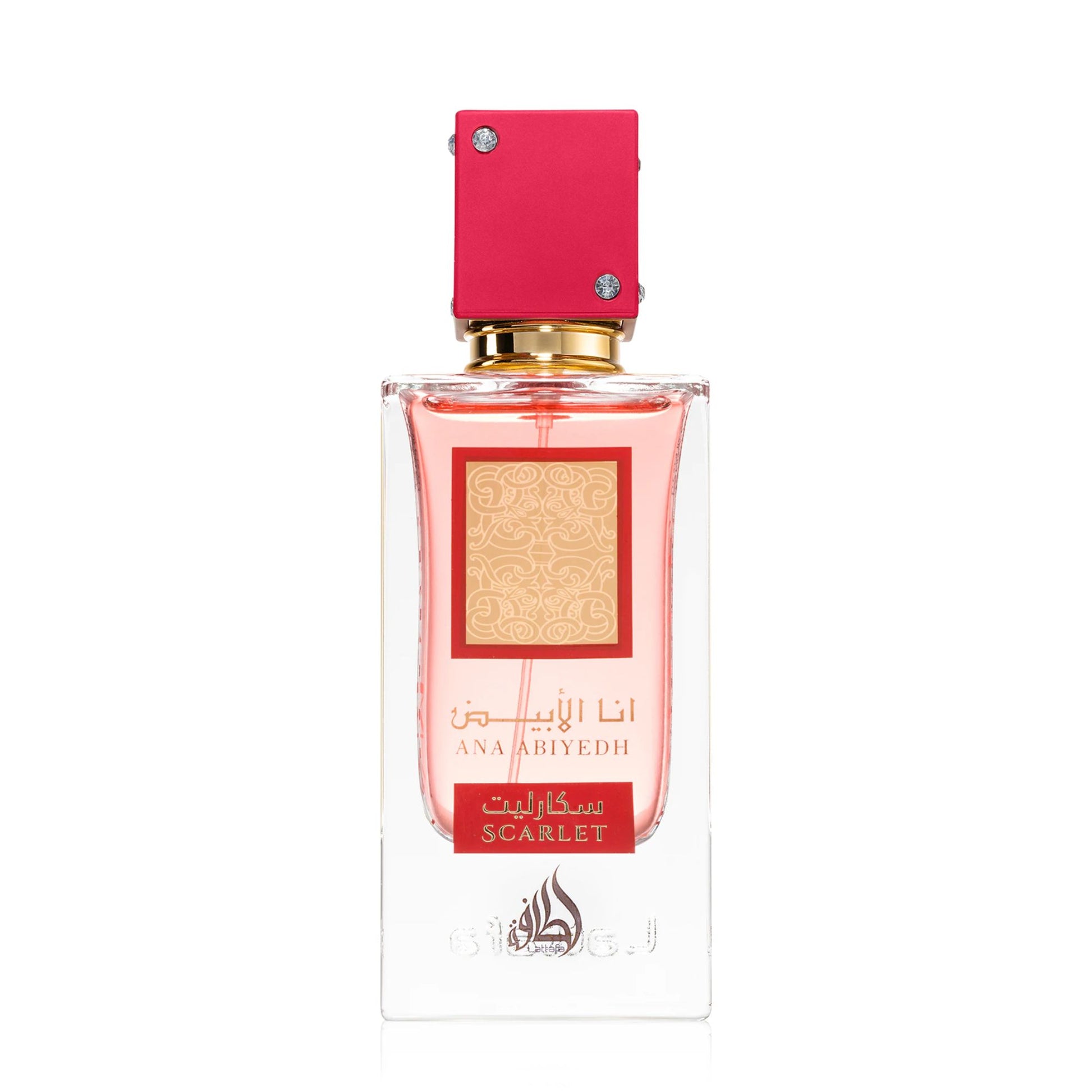 Shop Lattafa Ana Abiyedh Scarlet Perfume for Women. A seductive black cherry, white rose, and crystal caramel sugar. Long-lasting, sweet, and sophisticated.