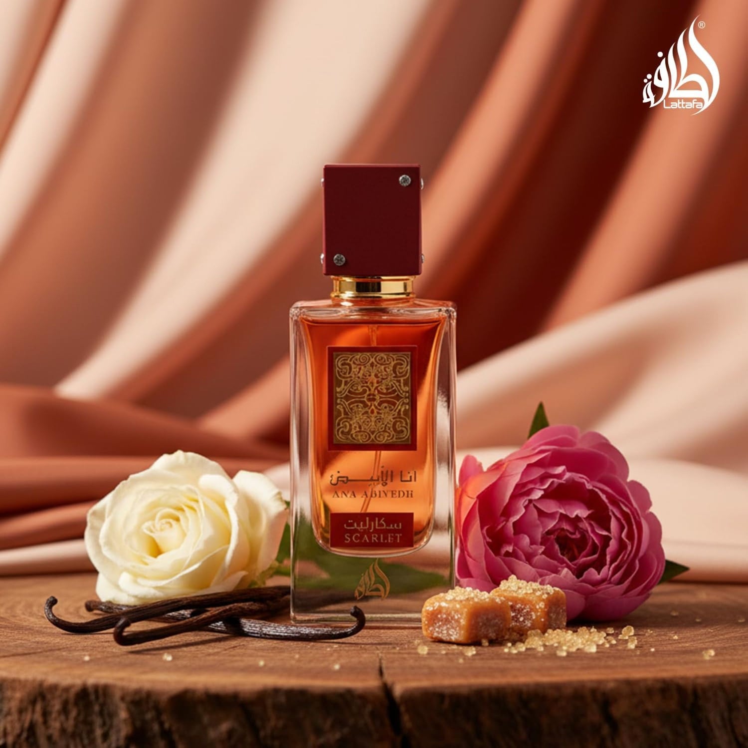 Shop Lattafa Ana Abiyedh Scarlet Perfume for Women. A seductive black cherry, white rose, and crystal caramel sugar. Long-lasting, sweet, and sophisticated.