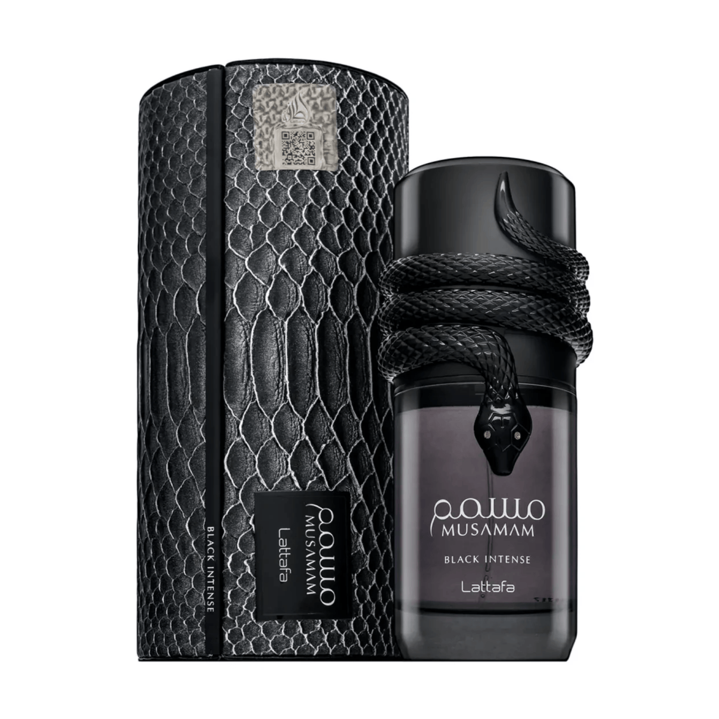Discover Lattafa Musamam Black Intense UK. A bold men's EDP with lavender, sage, cedarwood & unique cocoa notes. A dark, sophisticated scent. Shop now!