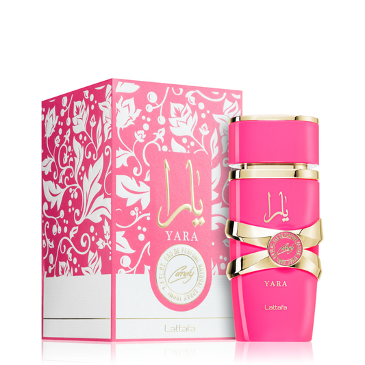 Discover Lattafa Yara Candy. Sweet fruity EDP with strawberry fizz candy, tangerine, vanilla. Fun, youthful scent for candy lovers. Candy Rock Sugar Shop now!
