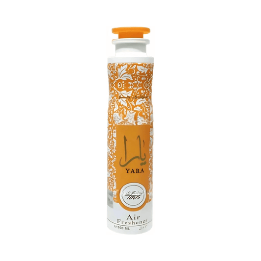 Transform your home with Lattafa Yara Tous Air Freshener. A premium ambient spray blending juicy mango, rich coconut, and creamy vanilla cashmeran.