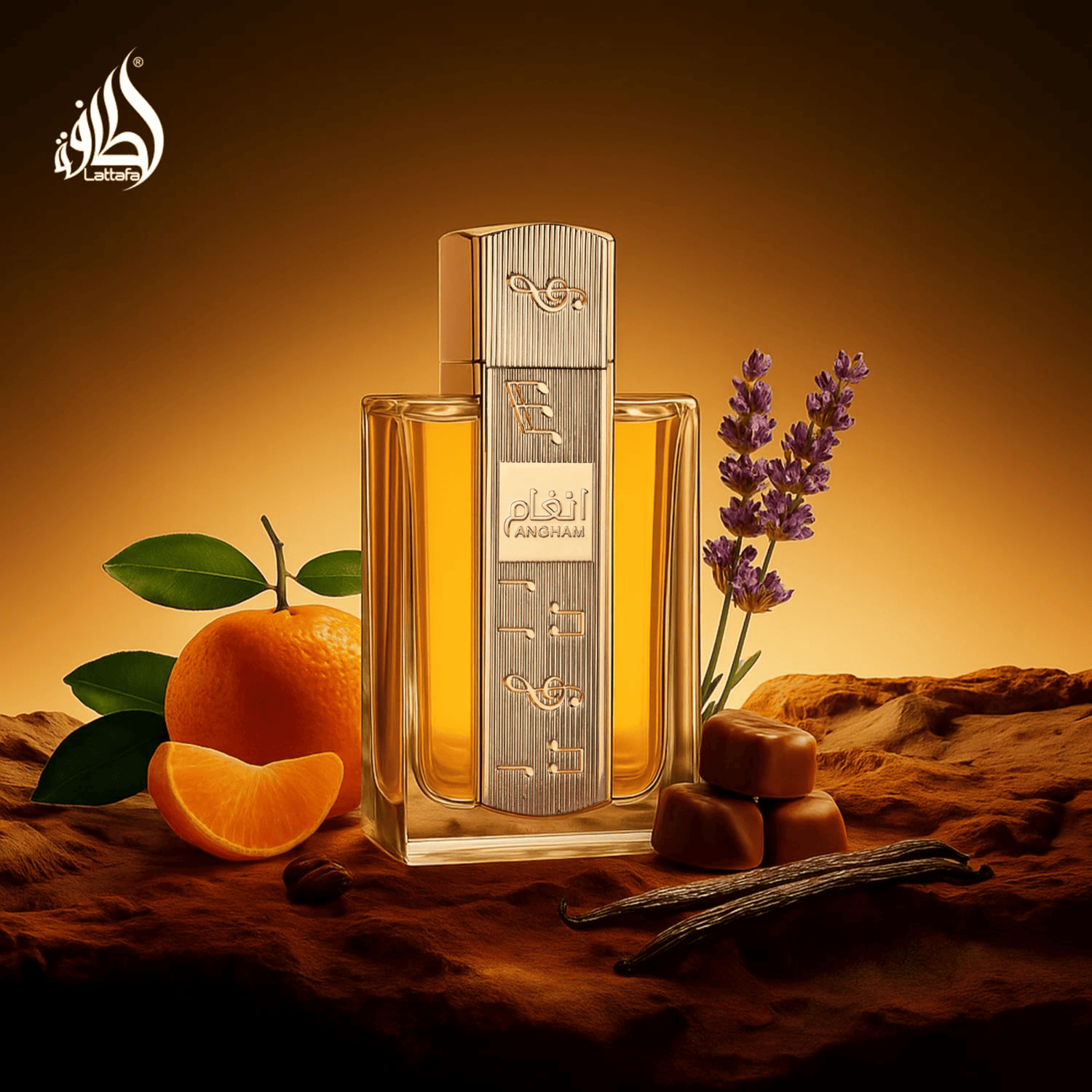 Buy now Lattafa Angham UK. Unique EDP for women with lavender, praline, cacao & vanilla. A sophisticated Burberry Goddess alternative. Chic comfort awaits.