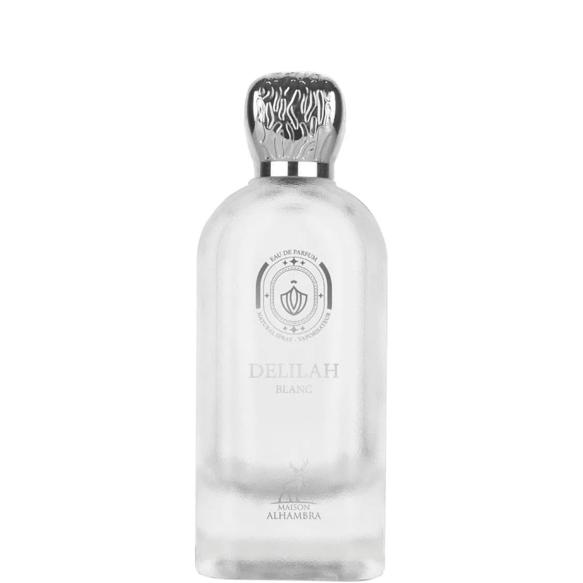 Shop Maison Alhambra Delilah Blanc 100ml EDP for Women. A vivid blend of juicy white peach, bergamot, orange blossom, crisp vetiver, vanilla, and white musk.