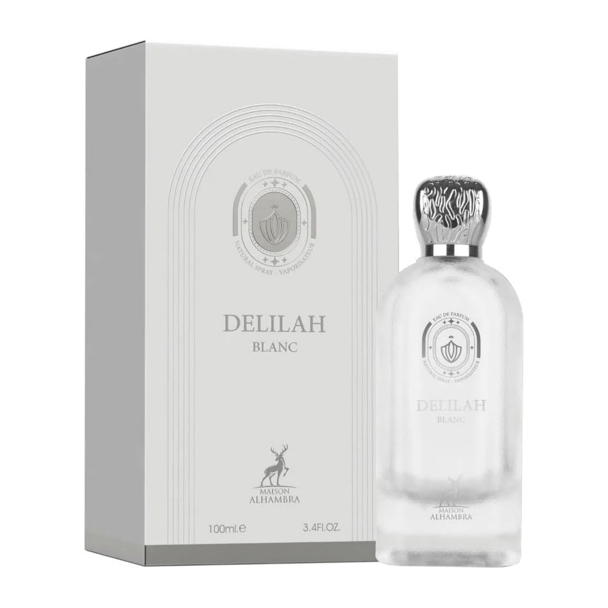 Shop Maison Alhambra Delilah Blanc 100ml EDP for Women. A vivid blend of juicy white peach, bergamot, orange blossom, crisp vetiver, vanilla, and white musk.