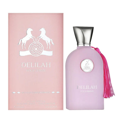 Shop Maison Alhambra Delilah Pour Femme 100ml EDP. A dreamy blend of tart rhubarb, juicy lychee, Turkish rose, and cozy cashmeran vanilla.