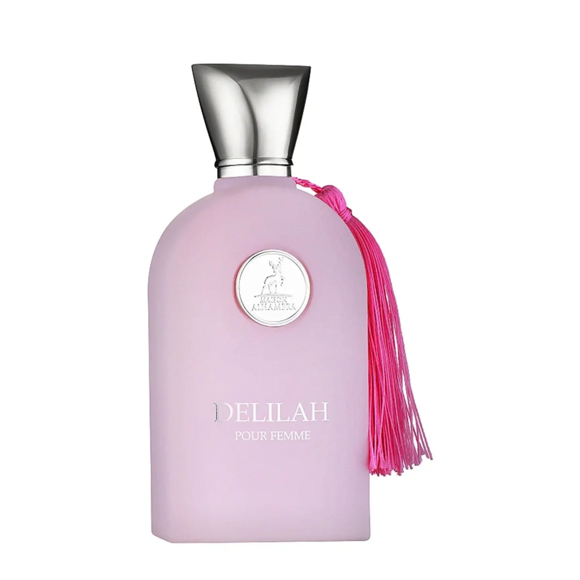 Shop Maison Alhambra Delilah Pour Femme 100ml EDP. A dreamy blend of tart rhubarb, juicy lychee, Turkish rose, and cozy cashmeran vanilla.