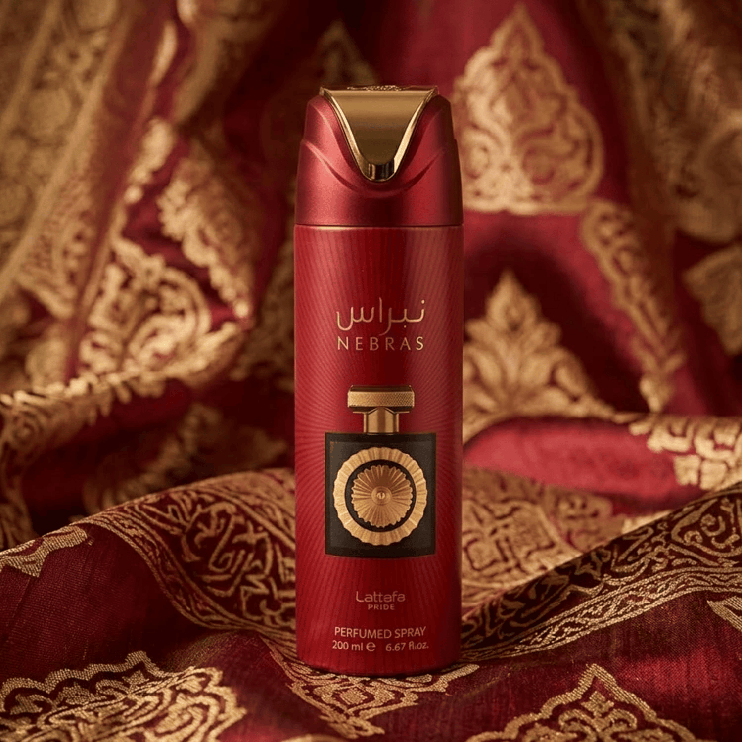 Shop Lattafa Pride Nebras Body Spray. A decadent, sweet blend of rich cacao, warm vanilla sugar, and juicy red berries. Perfect for everyday gourmand luxury.