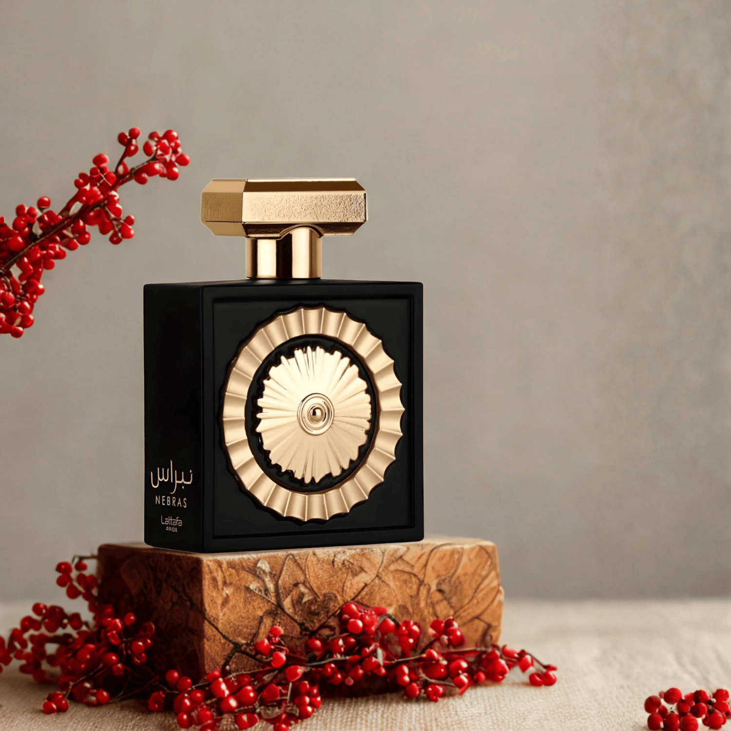 Shop Lattafa Pride Nebras, a luxurious unisex gourmand fragrance. Featuring rich cacao, red berries, and sweet vanilla. Long-lasting and irresistibly cozy.