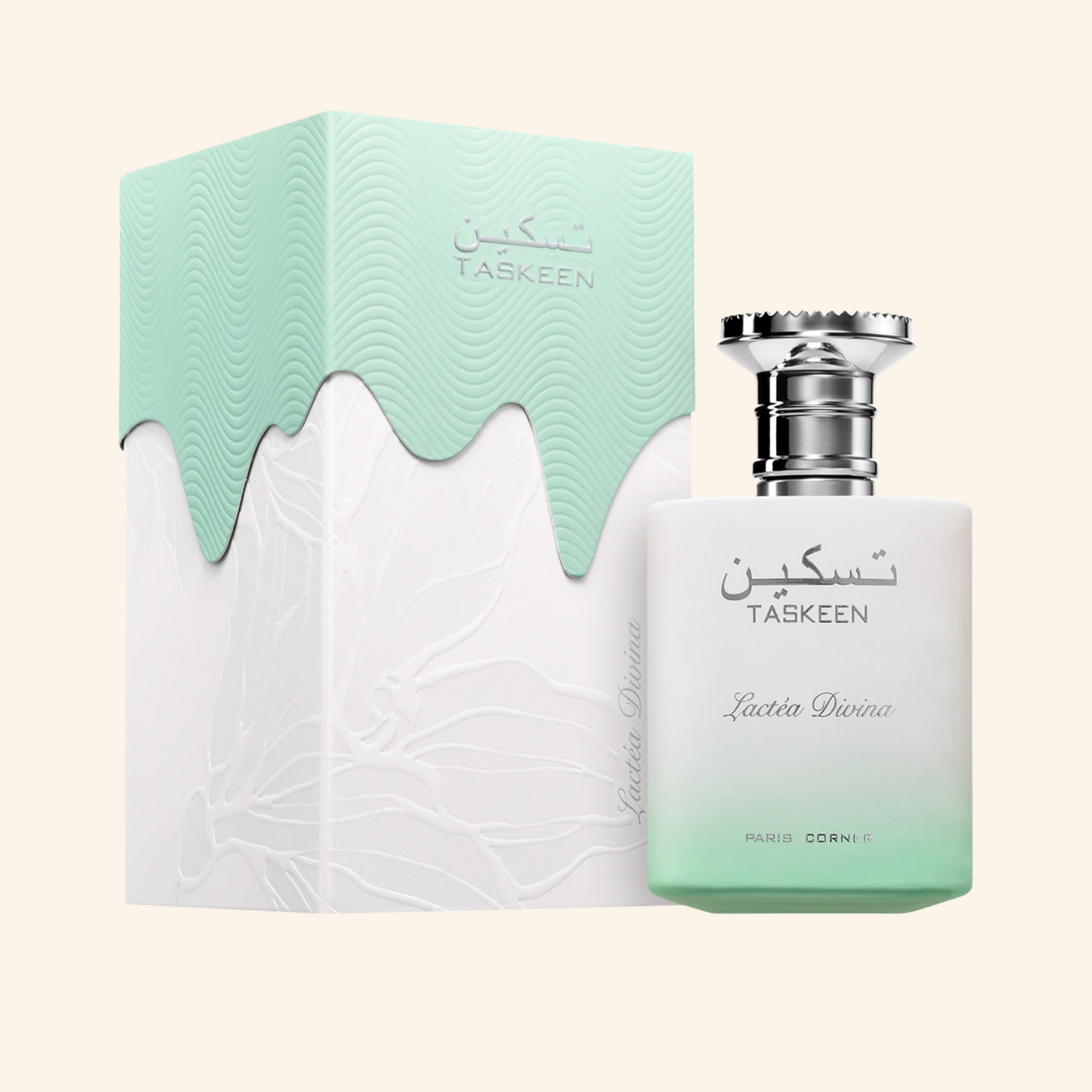 Discover Paris Corner Taskeen Lactea Divina. Creamy milky floral EDP with tuberose, vanilla & cocoa. A divine Blanche Bete inspired vibe. Shop now at Nura bliss