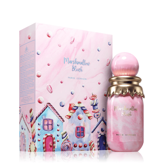 Discover Paris Corner Marshmallow Blush UK. A sweet women's EDP with strawberry, raspberry, orange blossom & marshmallow. AYum Boujee Marshmallow alternative.