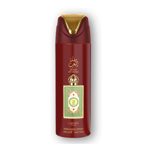 Shop Lattafa Pride Queen of Arabia Body Spray 200ml. A sun-warmed blend of salted coconut, heliotrope, creamy vanilla, and amber. Refreshing gourmand luxury.