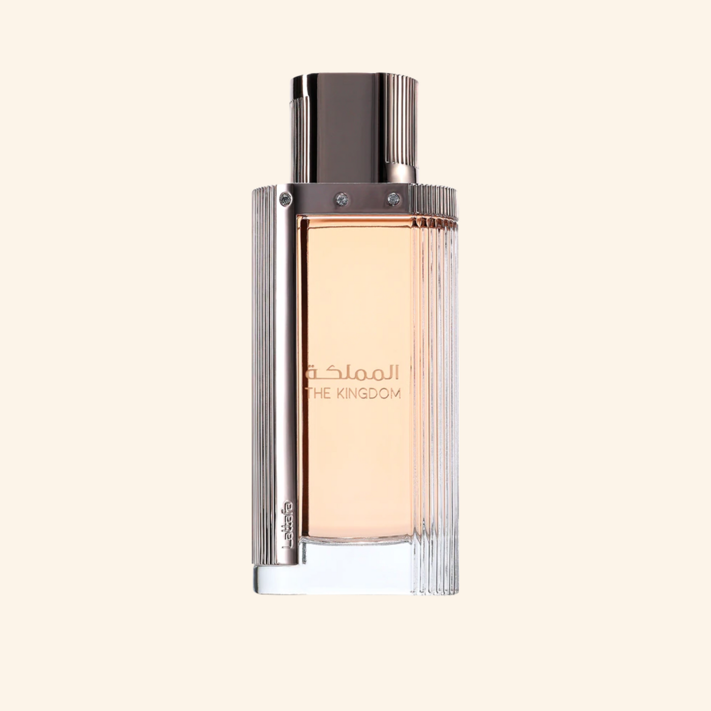 Discover Lattafa The Kingdom for Her. Sweet fruity gourmand EDP with pear, peony, vanilla and praline. Luxurious La Vie Est Belle inspired alternative.