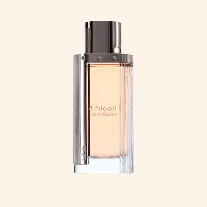 Discover Lattafa The Kingdom for Her. Sweet fruity gourmand EDP with pear, peony, vanilla and praline. Luxurious La Vie Est Belle inspired alternative.