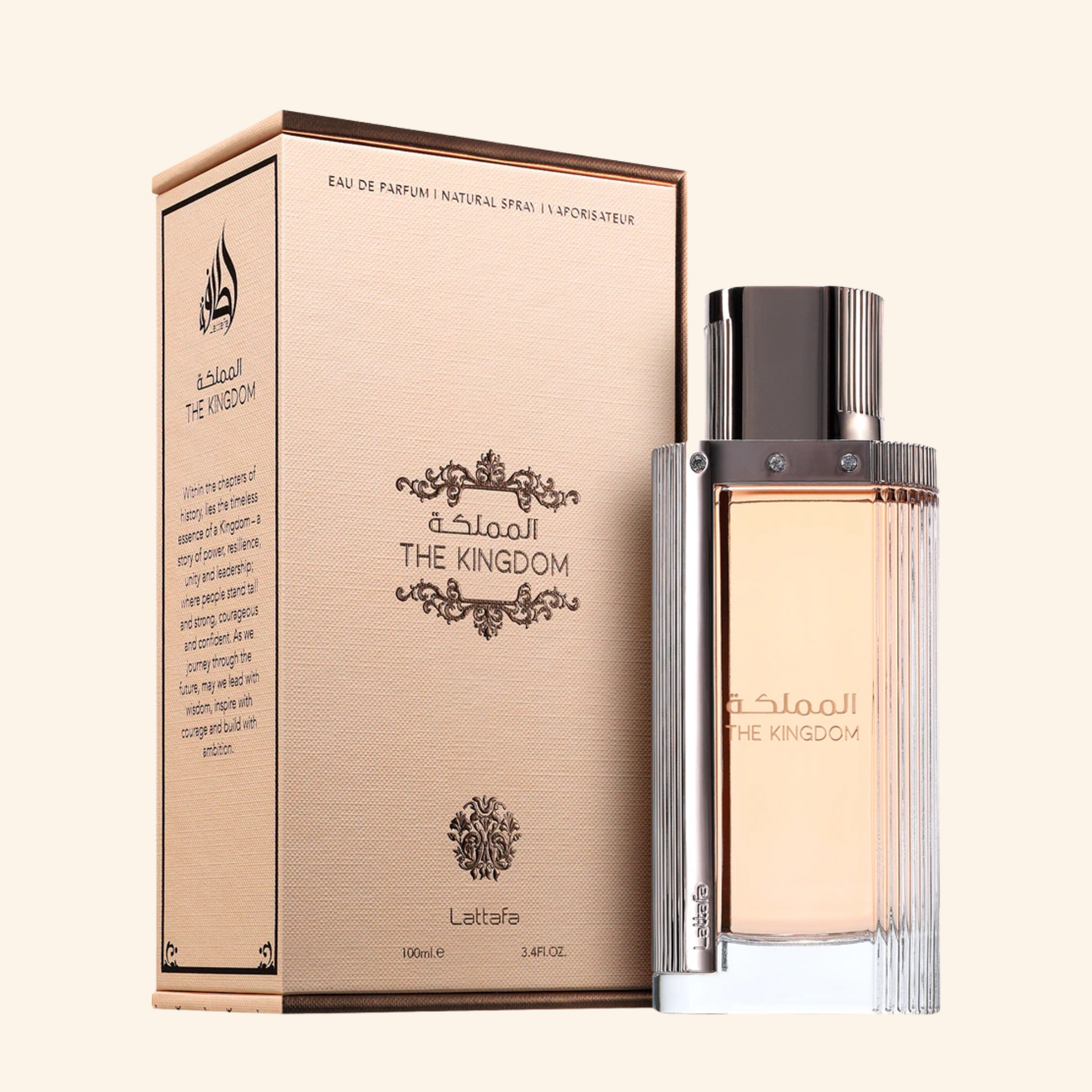 Discover Lattafa The Kingdom for Her. Sweet fruity gourmand EDP with pear, peony, vanilla and praline. Luxurious La Vie Est Belle inspired alternative.
