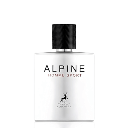 Shop Maison Alhambra Alpine Homme Sport for men. A powerful, refreshing blend of mint, mandarin, cedar, and smooth tonka bean. Perfect daily signature.