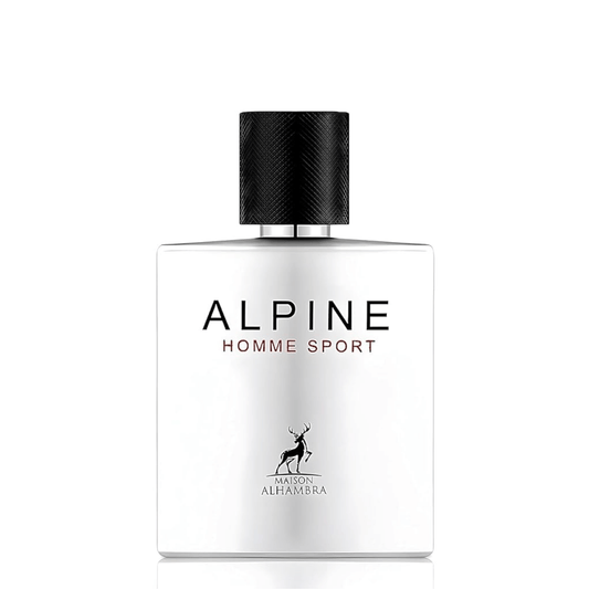 Shop Maison Alhambra Alpine Homme Sport for men. A powerful, refreshing blend of mint, mandarin, cedar, and smooth tonka bean. Perfect daily signature.